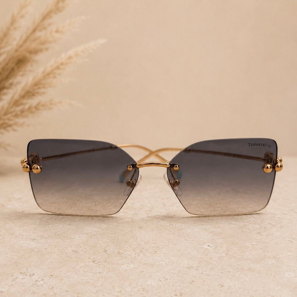 Tiffany & Co. TF3088 Asian Fit 610516 Gold Rimless Gradient Sunglasses